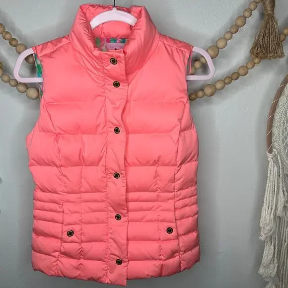 Lilly Pulitzer Isabella Down Quilted Pink Puffer Vest - Picture 1 of 6